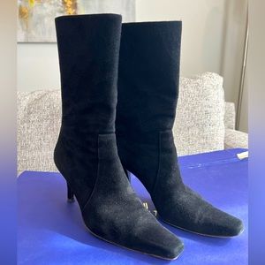 Stuart Weitzman BlueBlood Black Suede Booties